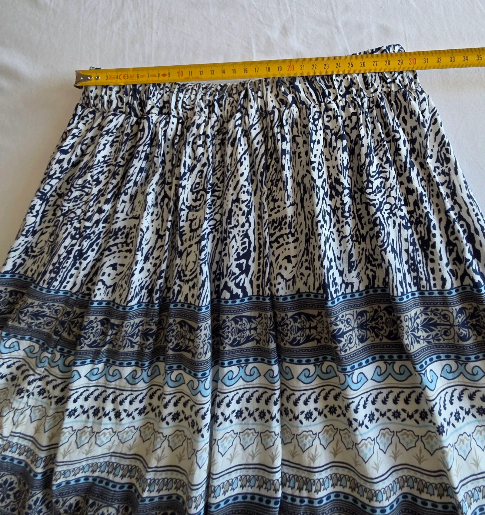 Mini-falda bohemia azul y blanca S/M It Hippie falda corta forrada – photo 9